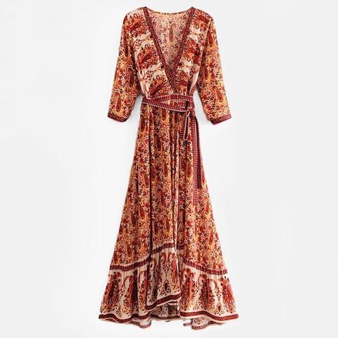 Paisley Print Wrap Dress
