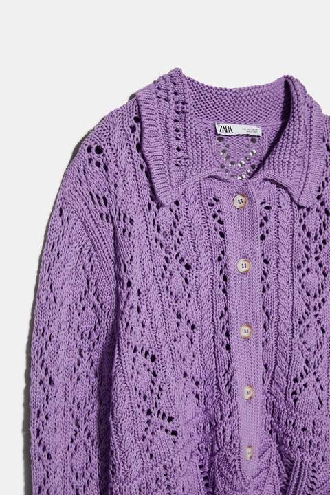 zara textured weave knit cardigan