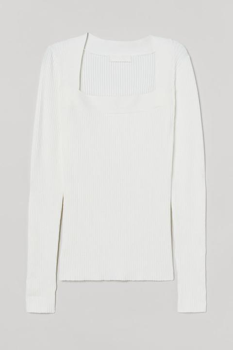 Rib-knit Jumper - White