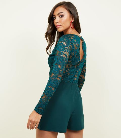 Long sleeve outlet lace playsuit