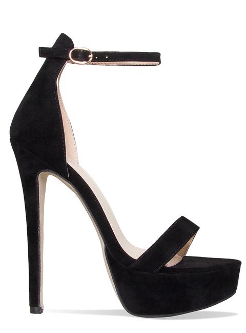 Selena Black Suede Platform Stiletto Heels