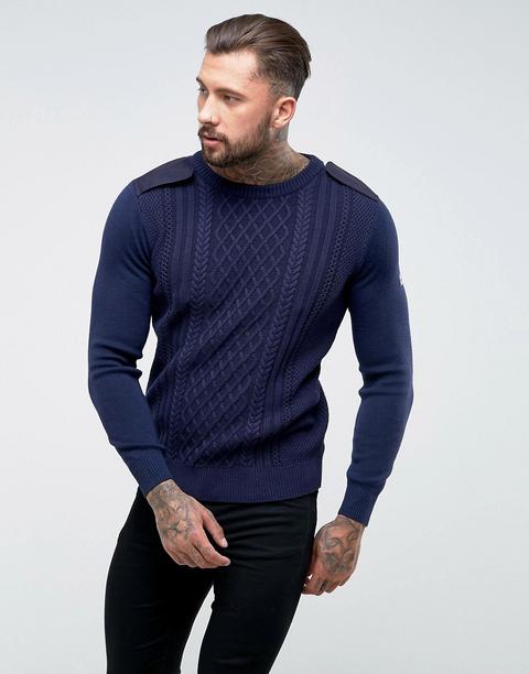 G-star - Affni Hybrid - Maglione Lavorato A Trecce - Blu