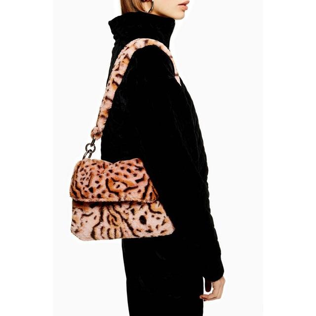 topshop leopard print fur bag