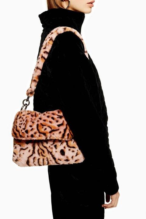 Topshop fluffy clearance leopard bag