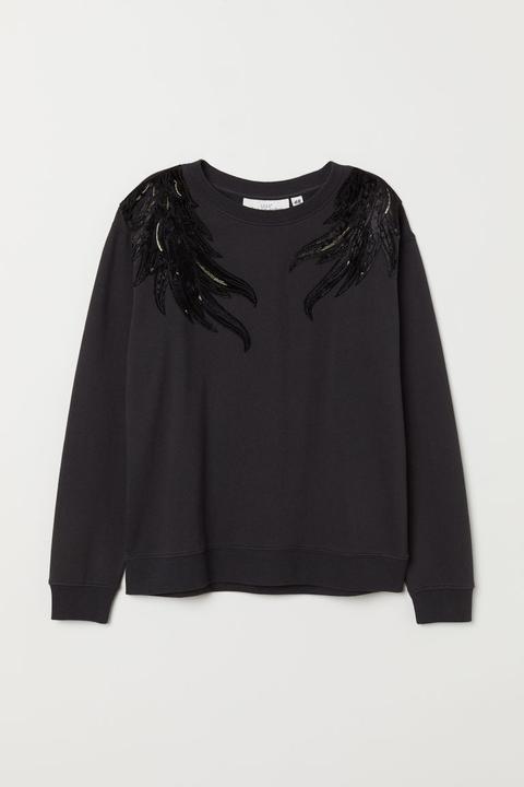 H & M - Sudadera Con Bordados - Gris