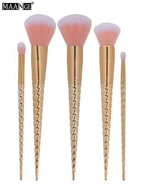 Maange 5pcs Unicorn Horn Facial Makeup Brush Set