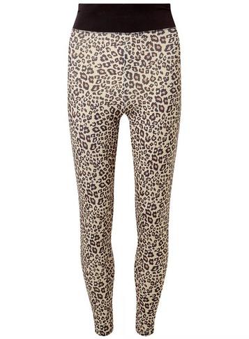 Womens Brown Leopard Print Gym Leggings- Brown, Brown