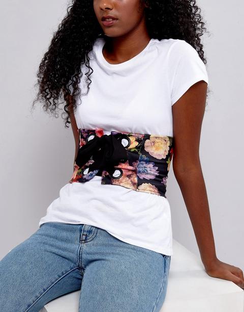 Asos - Cintura Stile Corsetto Con Stampa Floreale E Occhielli - Multicolore