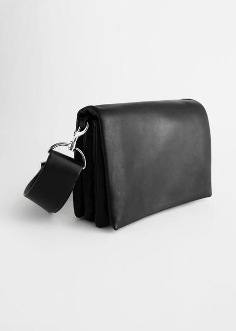 Leather Crossbody Utility Bag - Black