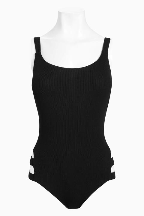 Black Ribbed Ladder Side Swimsuit