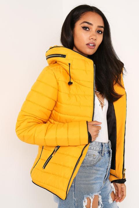 Mustard Fitted Quilted Puffer Jacket