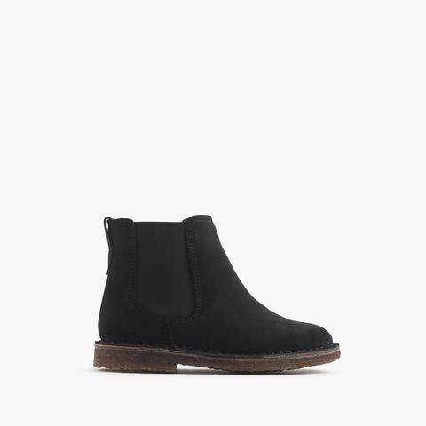 Girls' Suede Chelsea Boots With Sherpa Lining