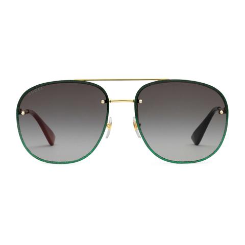 Square-frame Metal Sunglasses
