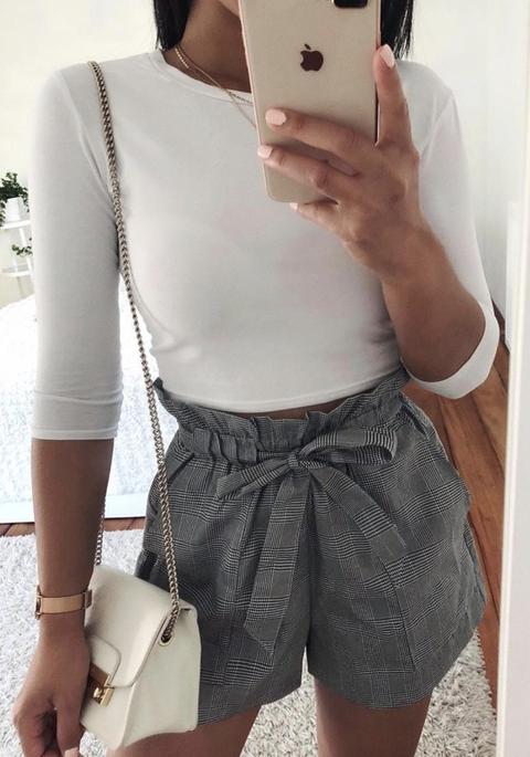 Pantaloncini Tasche A Fusciacche Tasche A Quadri Grigio