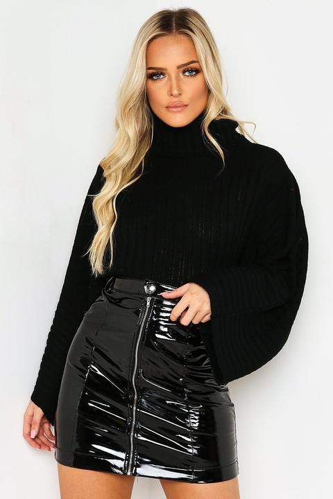 Black Wide Sleeve Knitted Jumper