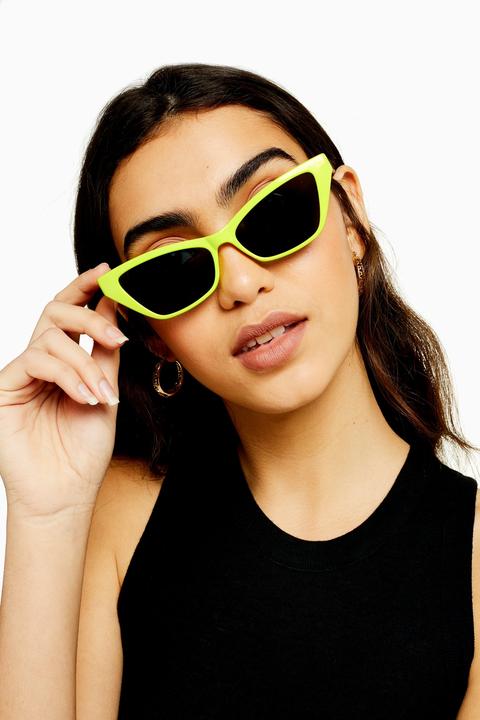 Womens Milly Neon Slim Feline Sunglasses - Yellow, Yellow