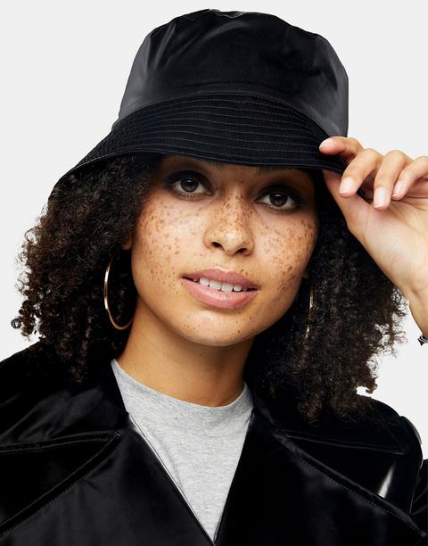 Sombrero De Pescador Negro De Vinilo De Topshop