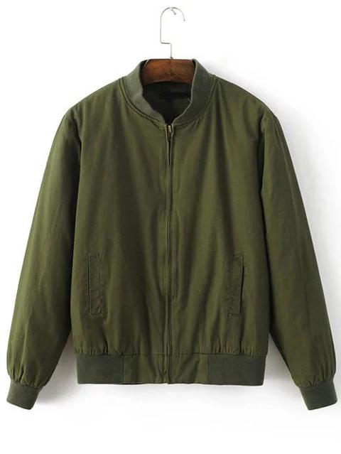 Cazadora Bomber Guateada Cremallera - Verde Militar