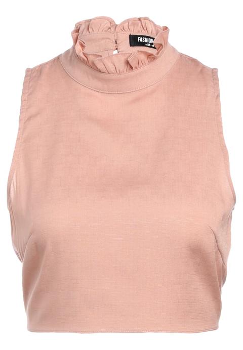 Fashion Union Genesis Ruffle Camicetta Sand