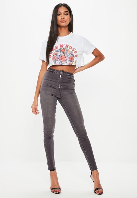 Grey Vice Highwaisted Zip Fly Jeans