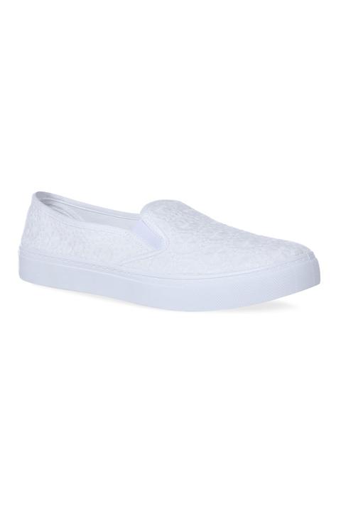 Zapatillas Con Empeine De Croché Blancas