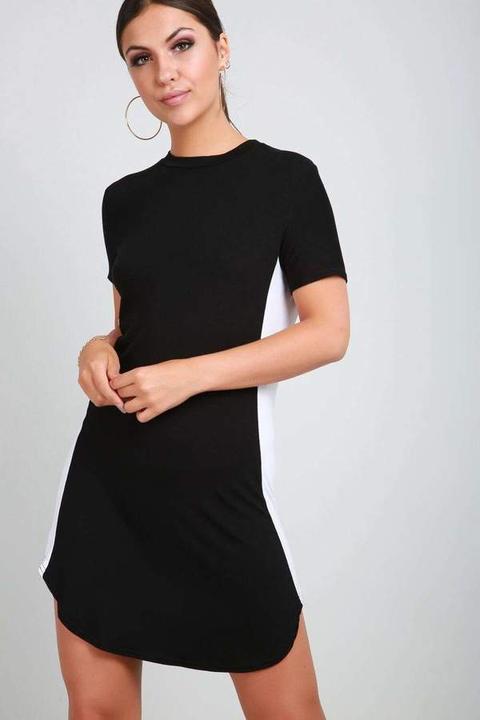 Lexy Curve Hem Panelled Tshirt Dress