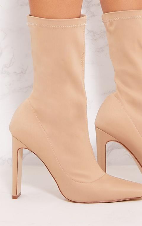 Sand Lycra Heeled Sock Boot