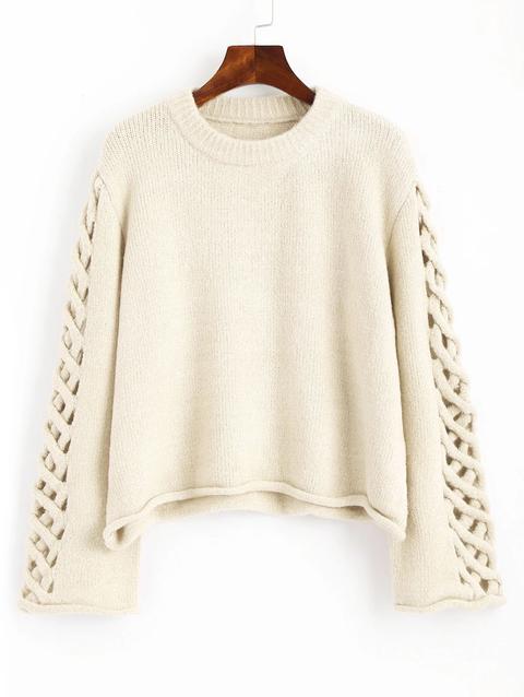 Maglione Pullover Plus Size Con Maniche Intrecciate