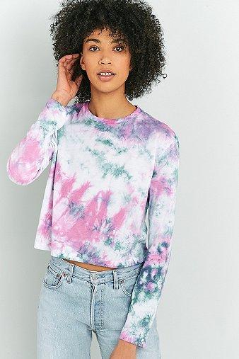 Light Before Dark Tie Dye Long Sleeve Cropped T-shirt - Womens S