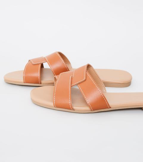 new look tan sliders