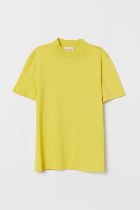 H & M - T-shirt Con Collo A Lupetto - Giallo