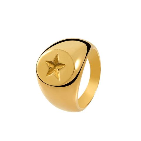 Anillo Sello Con Estrella Oro