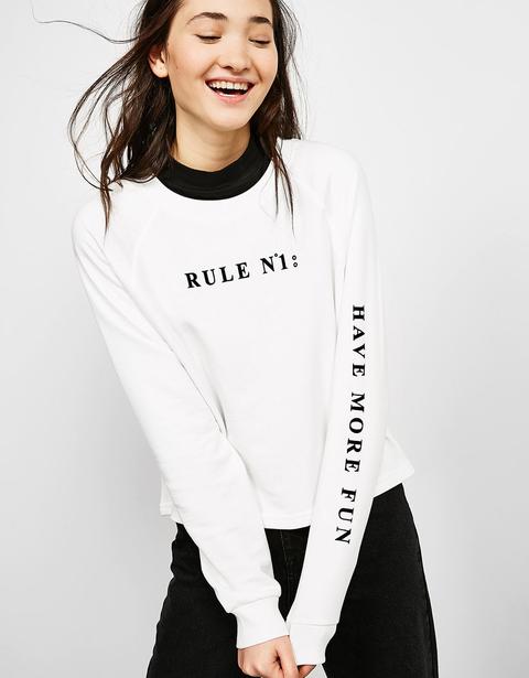 Sudadera Oversize Cropped Estampado Texto