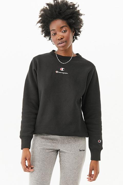 Champion Classic Crew Neck Sweatshirt - Black Xs At Urban Outfitters