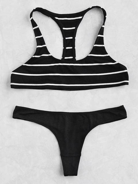 Striped Racerback Mix & Match Bikini Set