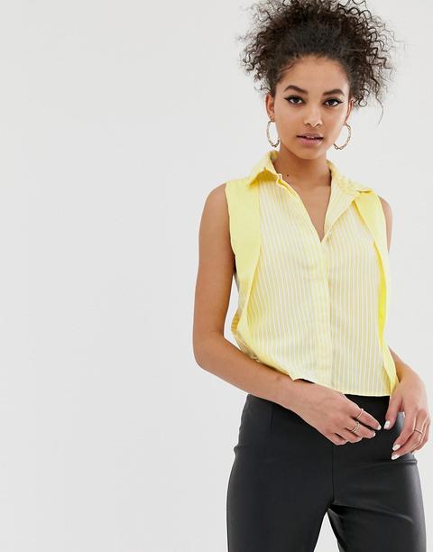 C By Cubic - Camicia Senza Maniche Con Retro A Portafoglio - Giallo