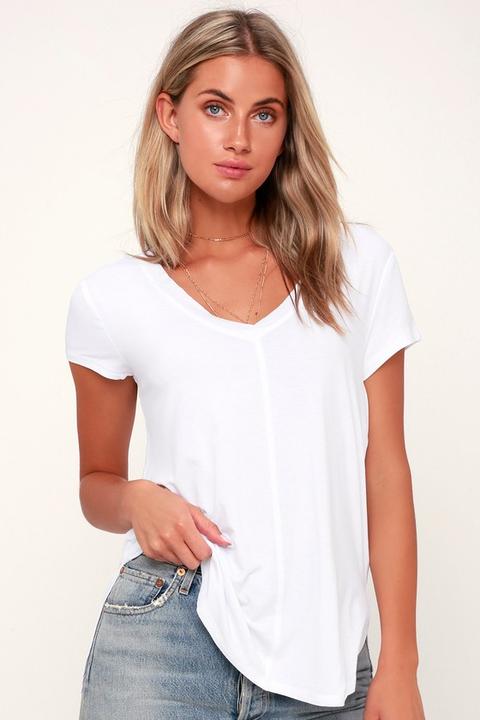 Mya White V-neck Tee