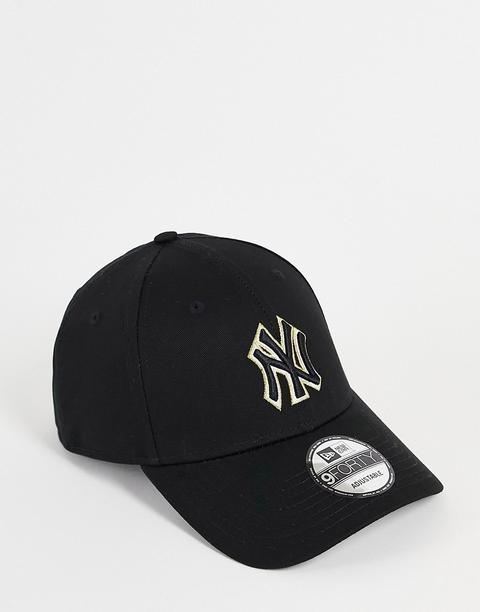 New Era Mlb 9forty New York Yankees Logo Cap In Black