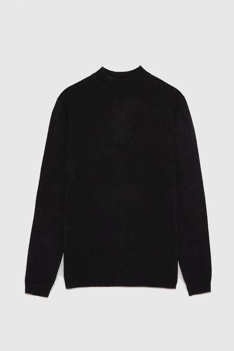 Pullover In Viscosa Con Collo Leggermente Alto