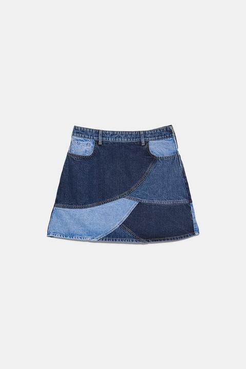 Falda Mini Denim Patchwork