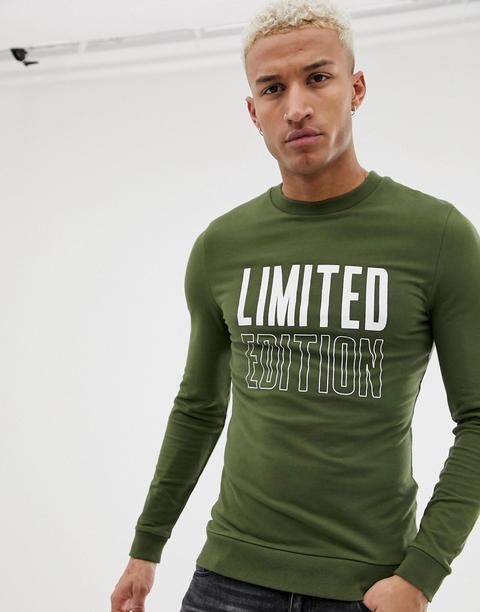 Sudadera Ajustada Con Estampado De Texto Limited Edition De Asos Design-verde