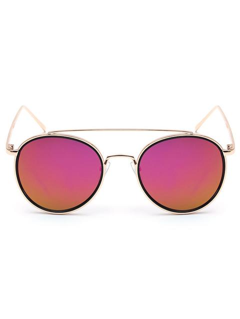 Crossbar Golden Mirrored Sunglasses