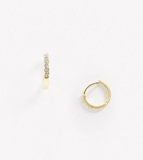 House Of Freedom By Topshop Mini Rhinestone Huggie Hoop Earrings In Gold Plate