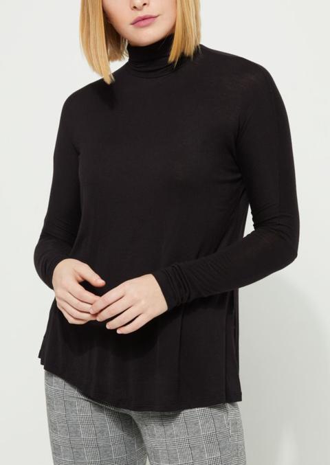 Black Soft Knit Turtleneck Top