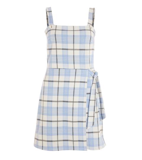 Quiz Blue Check Pinafore Dress New Look