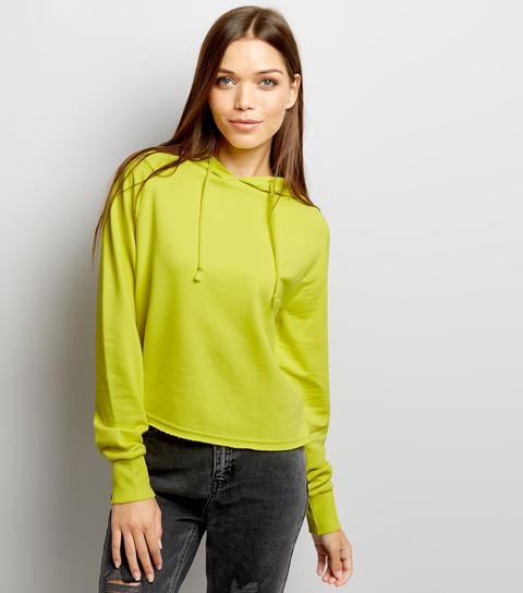 Yellow Long Sleeve Cropped Hoodie