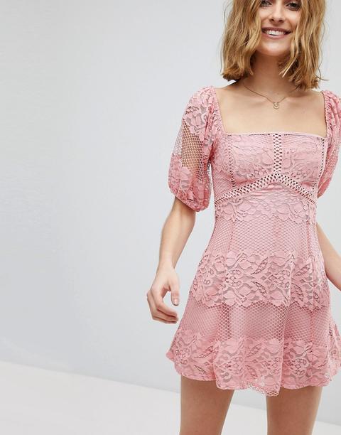 Free People - Be Your Baby - Minikleid Aus Spitzenstoff - Rosa