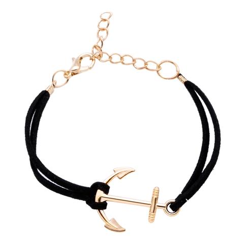Bracciale Di Scamosciato Ancora - Nero