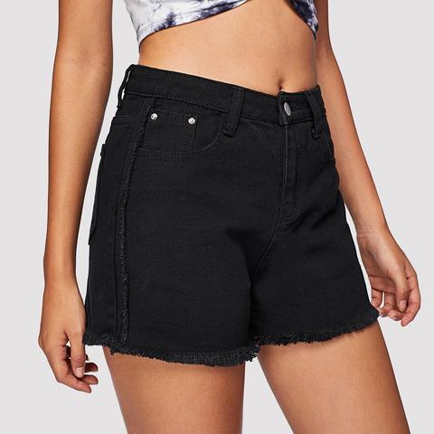 Shorts In Denim Con Bordi Sfilacciati