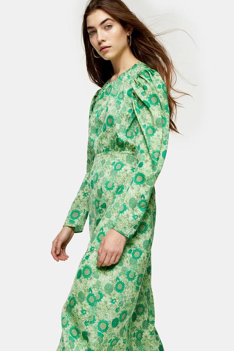 Topshop long best sale green dress